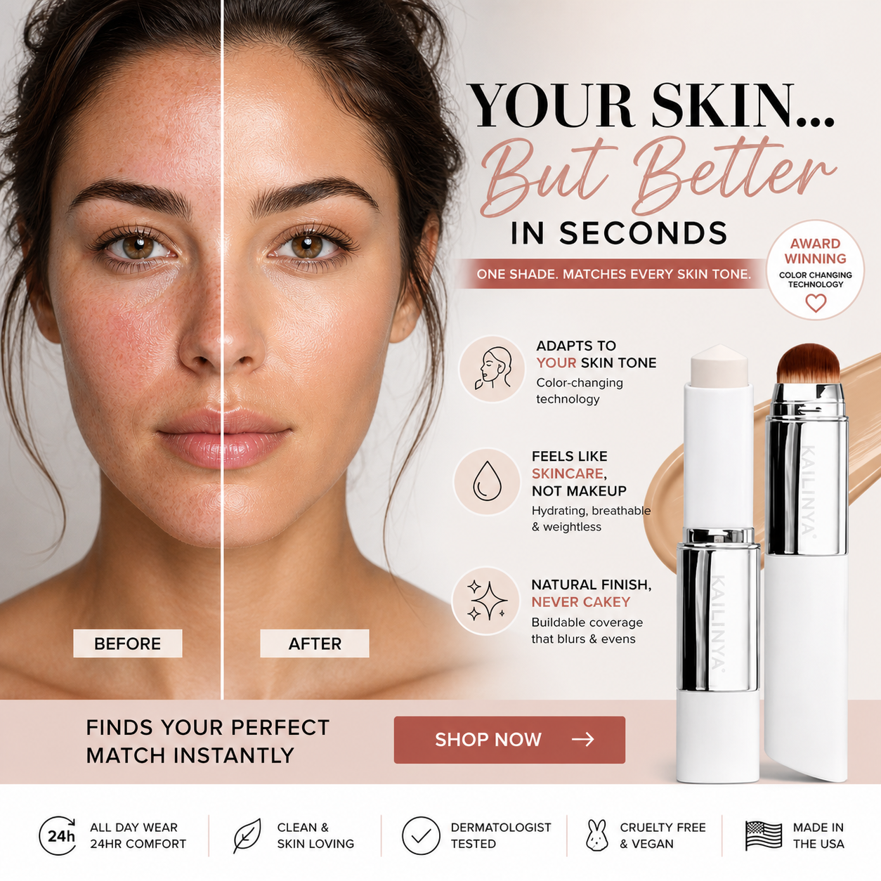 This Foundation Adapts to YOUR Skin Tone Instantly- BUY ONE GET ONE FREE SALE